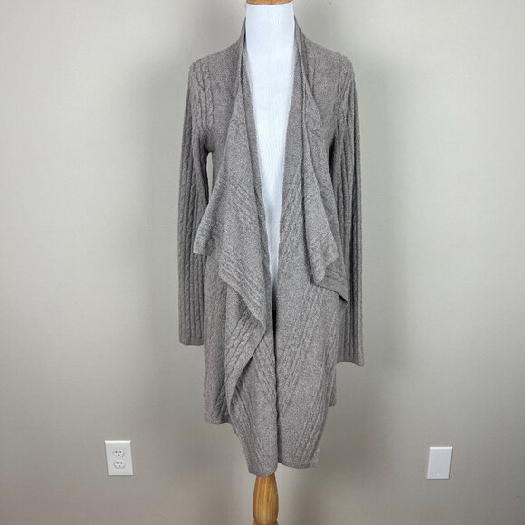 Barefoot Dreams Cardigan‎ Sweater Womens L/XL Gray Bamboo Chic Lite Knit Draped - Picture 1 of 14
